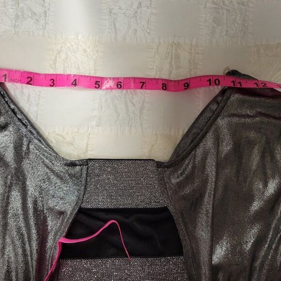 SEXY Mini Dress Metallic Dress Silver Black Cocktail Dress Party Dress - Size M - Picture 12 of 13